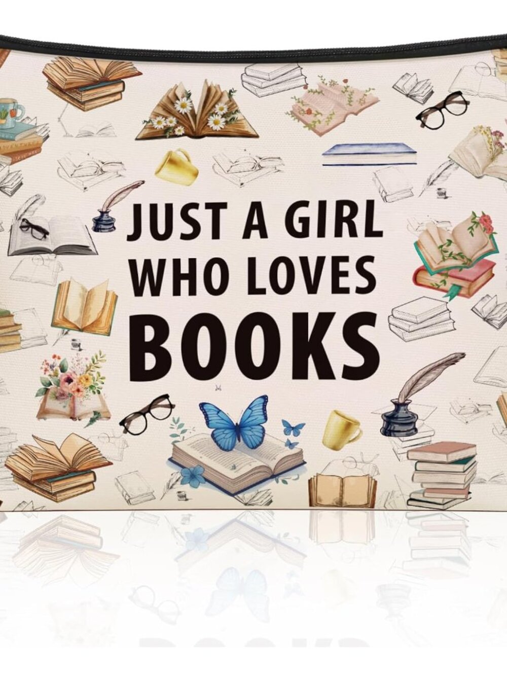Book Travel Makeup Bag For Women & Teen Girl Book Lover Gifts